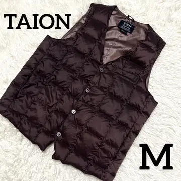 TAION 남성용 다운 베스트 다운 베스트 M 브라운 수납 봉투 있음