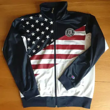 90s Champion 성조기 트랙 자켓 저지 네이비/레드