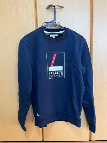 LACOSTE 네이비 로고 크루넥 트레이닝복