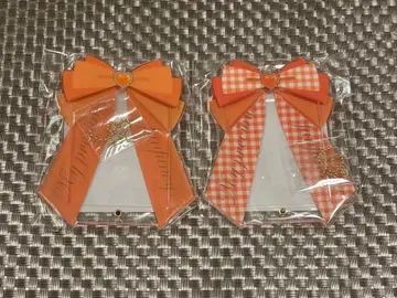 포토 카드 아크릴 프레임 리본 오렌지 깅엄 체크