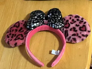 디즈니 머리띠 미니 레오파드 무늬 핑크