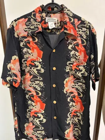 MAKANA LEI 반팔 하와이안 셔츠 잉어 사이즈 M