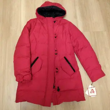미사용 새상품 빨간색 후드 부착 다운 자켓 여성용