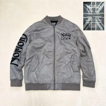 노튼 페이크 스웨이드 MA-1 자수 로고 올 패턴 그레이 L