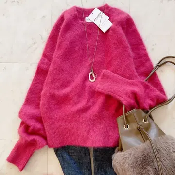 새상품 그린 라벨 릴랙싱 헤어리 소데 볼륨 풀오버 니트