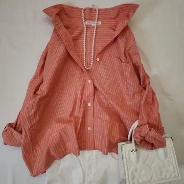 새상품급 23구 핑크 스트라이프 코튼 셔츠 빅 사이즈 44