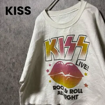 KISS 로고 크롭 맨투맨 여성용 락 스타일 구제 의류 짧은 기장