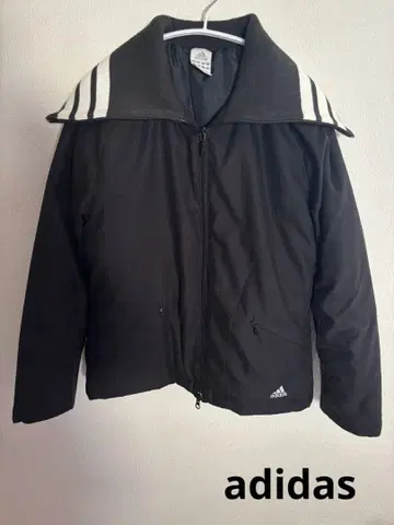 adidas 아디다스 충전솜 다운 코트 L 블랙 라인 카라 부착