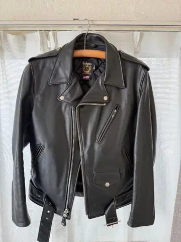 Schott 블랙 가죽 라이더 자켓 36