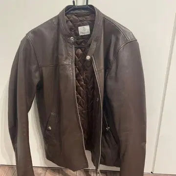 BEAUTY & YOUTH 브라운 가죽 자켓