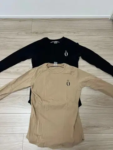 긴팔 티셔츠 블랙 베이지 2장 세트