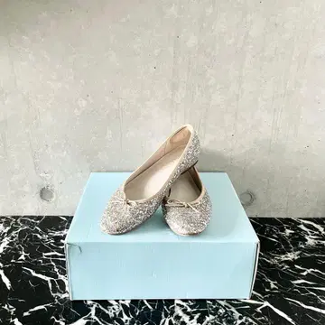 르탈론 LeTalon 골드 라메 글리터 리본 플랫슈즈 발레 슈즈