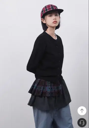 체크 투웨이 미니 스커트, 퍼플 차콜