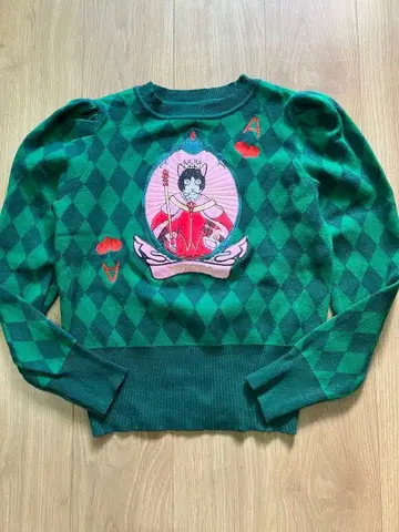 레트로 개성 니트 고양이 패턴