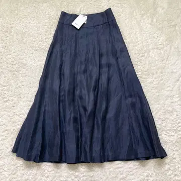 에브르 린넨 플리츠 스커트 네이비 38 랩스커트