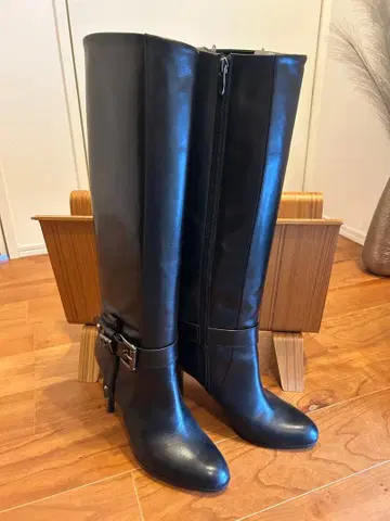 다이애나 가죽 장화 자키 부츠 블랙