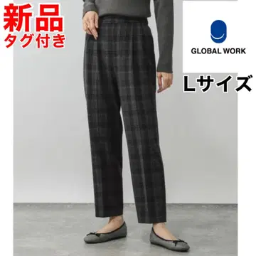 GLOBAL WORK 체크 무늬 와이드 팬츠 L 사이즈