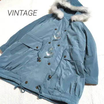 VINTAGE 빈티지 후드 탈부착 자수 퀼팅 다운 자켓