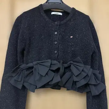 [ 완판! ] 스나이델 리본 모티브 가디건 블랙