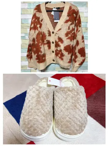 니트 가디건 & 보아 크로그 신발