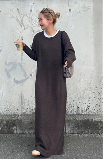 차오패닉 티피 pon 기획 울 혼방 크루넥 니트 원피스 L