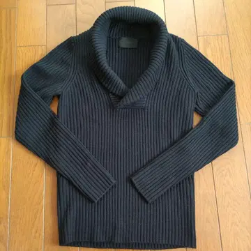 하시모토 준 네이비 리브 니트 스웨터