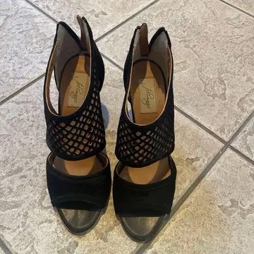 페리마쥬 블랙 스웨이드 메쉬 샌들