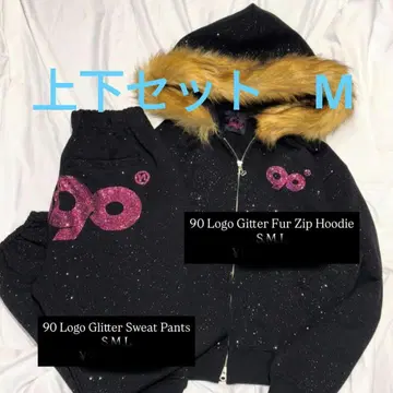 새상품 9090 girl 셋업 90 Logo Glitter M