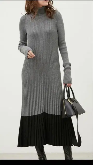 미라 오웬 터틀넥 롱 니트 원피스