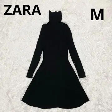 ZARA 스케이터 니트 원피스 M 블랙 긴팔 미니 리브 터틀넥