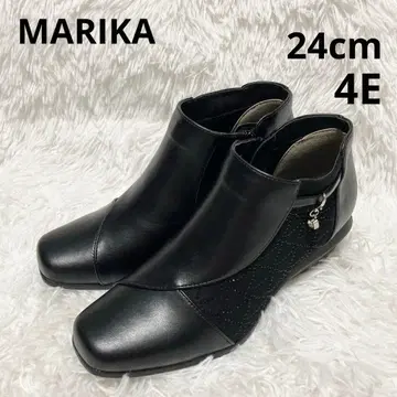 MARIKA 와이드 비쥬 숏부츠 24cm 블랙 지퍼 컴포트