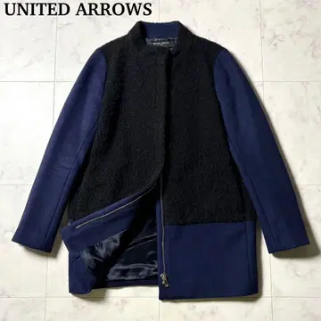 UNITED ARROWS 니트 절개 멜톤 울 코트 38
