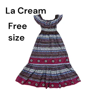 라크렘 오프숄더 원피스 맥시 길이 올 패턴 여성용 2263