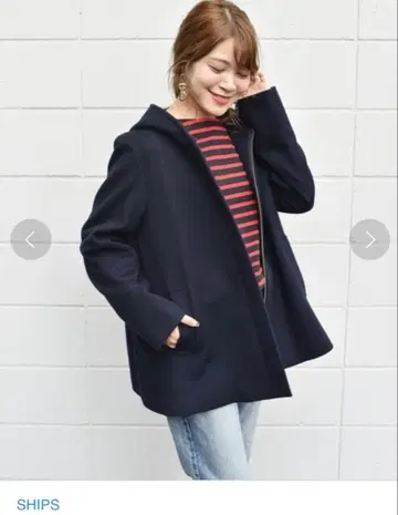 SHIPS 후드 숏코트 네이비