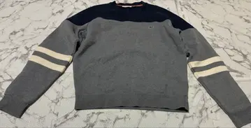 LACOSTE 보더 맨투맨 L 사이즈 그레이/네이비