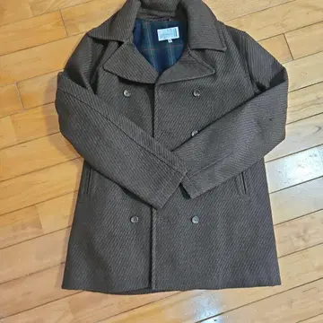 브라운 더블 브레스트 체스터 코트