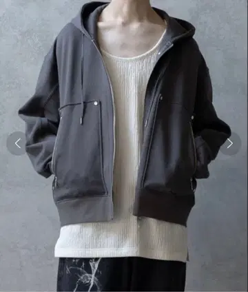 PHILTHEORY 더블니 지퍼 후드티 그레이