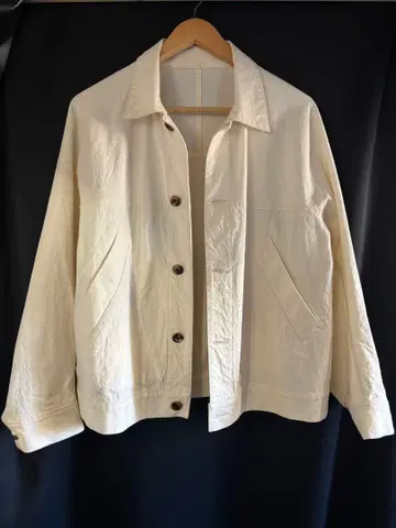 URU 우루 코튼 자켓 블루종 주름 가공 NATURAL 1