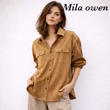 Mila owen 새상품급 플랩 디자인 패브릭 오버 셔츠