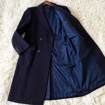 [ 새상품급 XL ] 캐시미어 100% 더블 체스터 코트 프랑스제 네이비