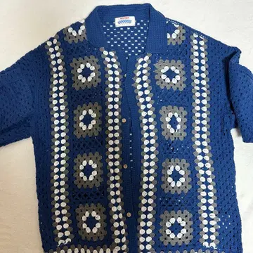 차오패닉 크로셰 니트 가디건 블루