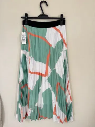 FENNEL 플리츠 스커트 그린 화이트 오렌지 9호