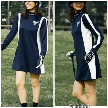 마리끌레르 골프 모크넥 원피스 스트레치 LL 네이비