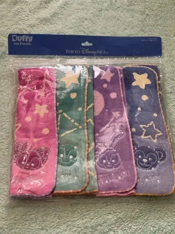 [미사용 새상품] 더피&프렌즈 미니 타월 4장 세트 디즈니씨