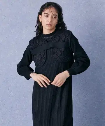 PUBLIC TOKYO 다이아 자카드 볼레로 세트 니트 원피스