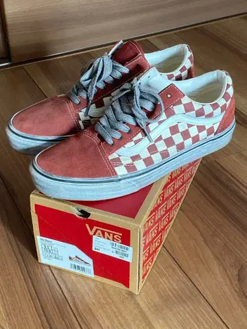 VANS 반스 올드스쿨 빈티지 오염 가공 체크 무늬 깃발
