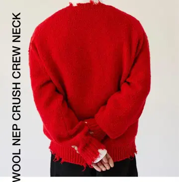 울 네프 크루넥 스웨터 레드