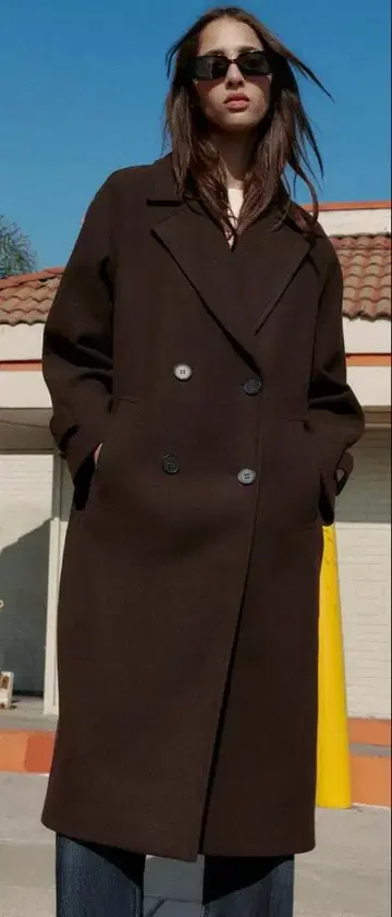 ZARA 소프트 오버사이즈 코트 브라운 L