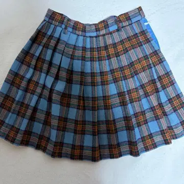 플리츠 스커트 블루 브라운 체크 구제 의류