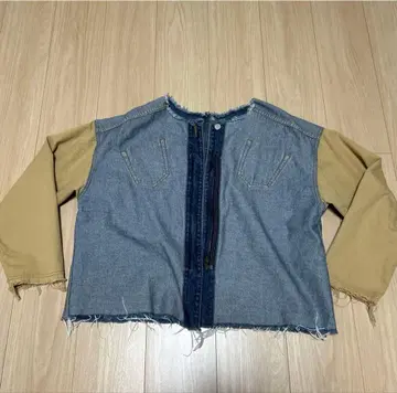 아메리빈티지 데님 블루 베이지 자켓, 리버서블